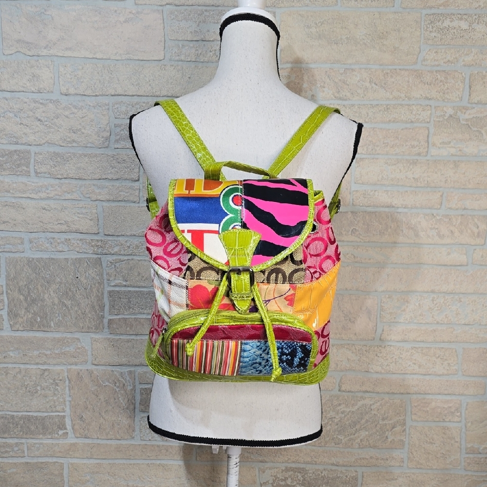 Mixed Media Patchwork Bright Graphic Backpack - image 2